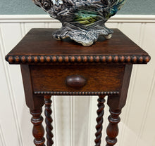 Load image into Gallery viewer, Antique English 4-Post Barley Twist Pedestal Plant Stand Jacobean Oak 39.5&quot; Tall