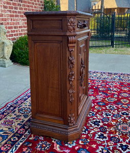 Antique French Cabinet Cupboard Carved Oak Renaissance Revival Canted Corners