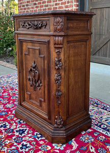 Antique French Cabinet Cupboard Carved Oak Renaissance Revival Canted Corners