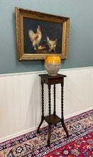 Load image into Gallery viewer, Antique English 4-Post Barley Twist Pedestal Plant Stand Jacobean Oak 39.5&quot; Tall