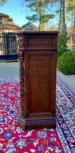 Load image into Gallery viewer, Antique French Cabinet Cupboard Carved Oak Renaissance Revival Canted Corners