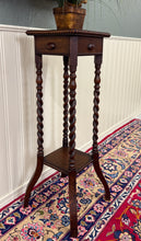 Load image into Gallery viewer, Antique English 4-Post Barley Twist Pedestal Plant Stand Jacobean Oak 39.5&quot; Tall