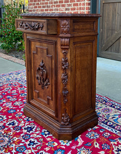 Antique French Cabinet Cupboard Carved Oak Renaissance Revival Canted Corners