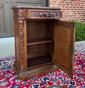 Antique French Cabinet Cupboard Carved Oak Renaissance Revival Canted Corners