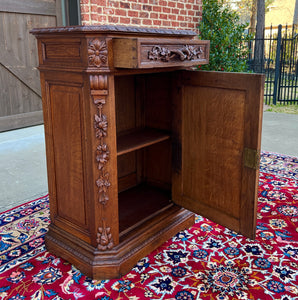 Antique French Cabinet Cupboard Carved Oak Renaissance Revival Canted Corners