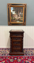 Load image into Gallery viewer, Antique French Marble Top Chest Side or End Table Nightstand BARLEY TWIST Oak