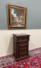 Load image into Gallery viewer, Antique French Marble Top Chest Side or End Table Nightstand BARLEY TWIST Oak