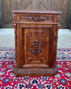 Antique French Cabinet Cupboard Carved Oak Renaissance Revival Canted Corners