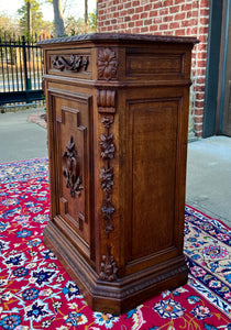 Antique French Cabinet Cupboard Carved Oak Renaissance Revival Canted Corners