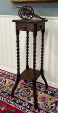 Load image into Gallery viewer, Antique English 4-Post Barley Twist Pedestal Plant Stand Jacobean Oak 39.5&quot; Tall