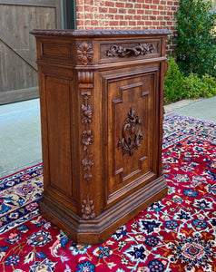 Antique French Cabinet Cupboard Carved Oak Renaissance Revival Canted Corners