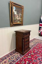Load image into Gallery viewer, Antique French Marble Top Chest Side or End Table Nightstand BARLEY TWIST Oak