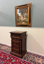 Load image into Gallery viewer, Antique French Marble Top Chest Side or End Table Nightstand BARLEY TWIST Oak