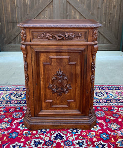 Antique French Cabinet Cupboard Carved Oak Renaissance Revival Canted Corners