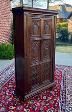 Load image into Gallery viewer, Antique French Armoire Linen Cabinet Wardrobe Chest Gothic Revival Oak c. 1890s