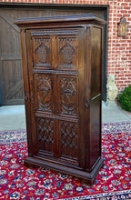 Load image into Gallery viewer, Antique French Armoire Linen Cabinet Wardrobe Chest Gothic Revival Oak c. 1890s