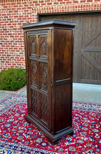 Load image into Gallery viewer, Antique French Armoire Linen Cabinet Wardrobe Chest Gothic Revival Oak c. 1890s