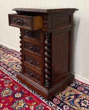 Load image into Gallery viewer, Antique French Marble Top Chest Side or End Table Nightstand BARLEY TWIST Oak