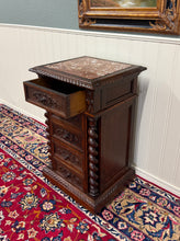Load image into Gallery viewer, Antique French Marble Top Chest Side or End Table Nightstand BARLEY TWIST Oak