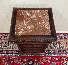 Load image into Gallery viewer, Antique French Marble Top Chest Side or End Table Nightstand BARLEY TWIST Oak