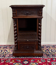 Load image into Gallery viewer, Antique French Marble Top Chest Side or End Table Nightstand BARLEY TWIST Oak