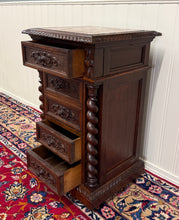 Load image into Gallery viewer, Antique French Marble Top Chest Side or End Table Nightstand BARLEY TWIST Oak