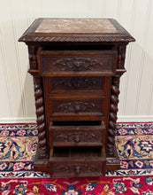 Load image into Gallery viewer, Antique French Marble Top Chest Side or End Table Nightstand BARLEY TWIST Oak
