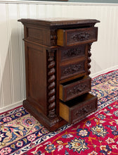 Load image into Gallery viewer, Antique French Marble Top Chest Side or End Table Nightstand BARLEY TWIST Oak