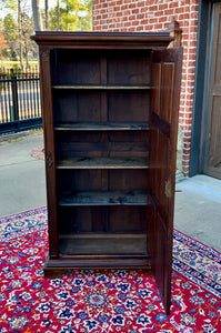 Antique French Armoire Linen Cabinet Wardrobe Chest Gothic Revival Oak c. 1890s