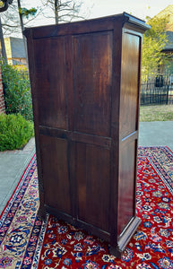 Antique French Armoire Linen Cabinet Wardrobe Chest Gothic Revival Oak c. 1890s