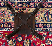 Load image into Gallery viewer, Antique English Stool Footstool Bench Carved Top Barley Twist Legs Oak c. 1920s