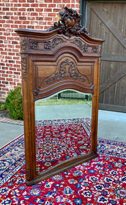 Antique French Trumeau Mirror Mantel Pier Mirror Rectangular Oak LARGE 19th C