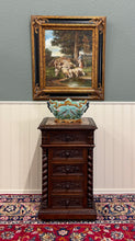 Load image into Gallery viewer, Antique French Marble Top Chest Side or End Table Nightstand BARLEY TWIST Oak