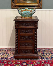 Load image into Gallery viewer, Antique French Marble Top Chest Side or End Table Nightstand BARLEY TWIST Oak