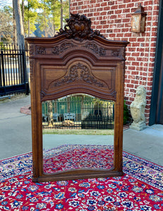 Antique French Trumeau Mirror Mantel Pier Mirror Rectangular Oak LARGE 19th C