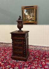 Load image into Gallery viewer, Antique French Marble Top Chest Side or End Table Nightstand BARLEY TWIST Oak