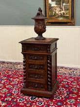 Load image into Gallery viewer, Antique French Marble Top Chest Side or End Table Nightstand BARLEY TWIST Oak