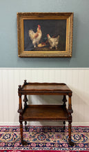 Load image into Gallery viewer, Antique English Trolley Tea Cart Pastry Cocktail Bar Cart Tray Tudor Oak 1930s