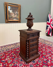 Load image into Gallery viewer, Antique French Marble Top Chest Side or End Table Nightstand BARLEY TWIST Oak