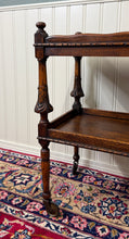 Load image into Gallery viewer, Antique English Trolley Tea Cart Pastry Cocktail Bar Cart Tray Tudor Oak 1930s