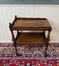 Load image into Gallery viewer, Antique English Trolley Tea Cart Pastry Cocktail Bar Cart Tray Tudor Oak 1930s