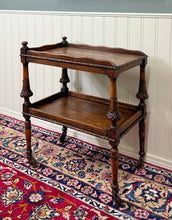 Load image into Gallery viewer, Antique English Trolley Tea Cart Pastry Cocktail Bar Cart Tray Tudor Oak 1930s