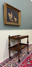 Load image into Gallery viewer, Antique English Trolley Tea Cart Pastry Cocktail Bar Cart Tray Tudor Oak 1930s