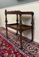 Load image into Gallery viewer, Antique English Trolley Tea Cart Pastry Cocktail Bar Cart Tray Tudor Oak 1930s