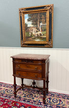 Load image into Gallery viewer, Antique French Louis XVI Style Marble Top Chest Side End Table Walnut c.1920s-30