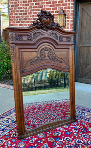 Antique French Trumeau Mirror Mantel Pier Mirror Rectangular Oak LARGE 19th C