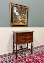 Load image into Gallery viewer, Antique French Louis XVI Style Marble Top Chest Side End Table Walnut c.1920s-30