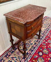 Load image into Gallery viewer, Antique French Louis XVI Style Marble Top Chest Side End Table Walnut c.1920s-30