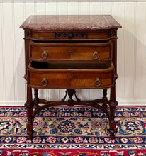 Load image into Gallery viewer, Antique French Louis XVI Style Marble Top Chest Side End Table Walnut c.1920s-30