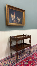 Load image into Gallery viewer, Antique English Trolley Tea Cart Pastry Cocktail Bar Cart Tray Tudor Oak 1930s